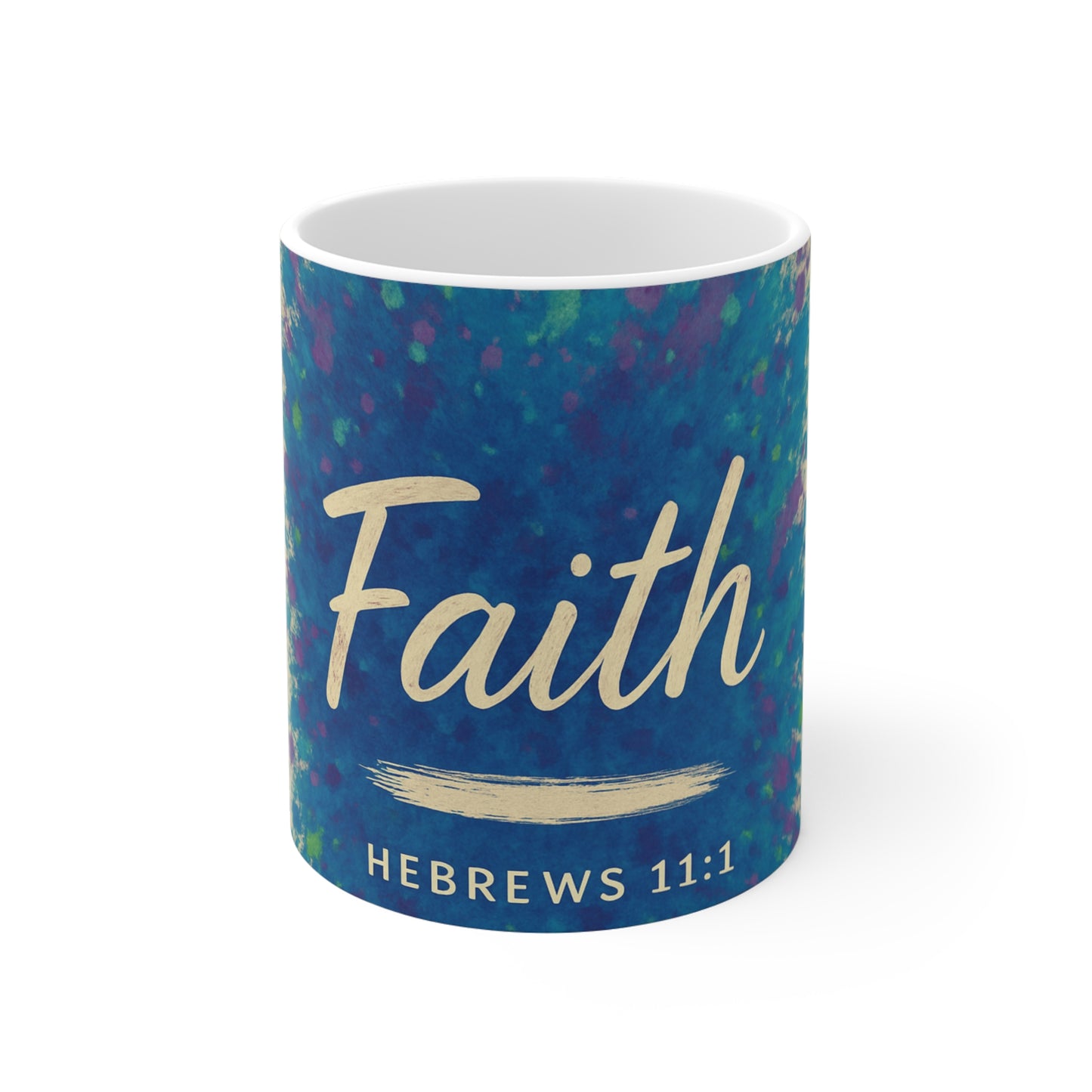 Faith-Inspired Colorful Coffee Mug, "Now Faith", Hebrews 11:1