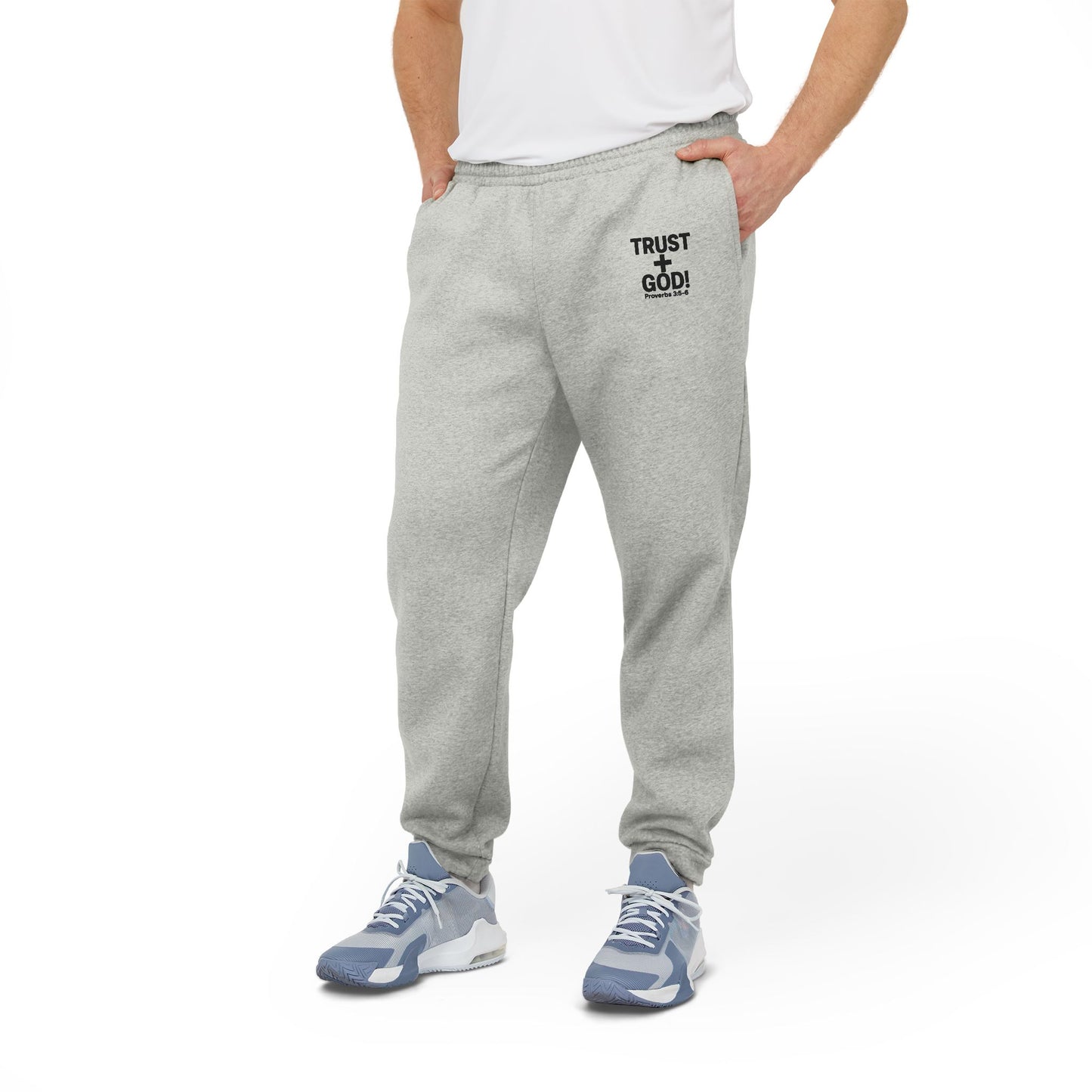 adidas Cozy Fleece Joggers, Stylish Sweatpants for Perfect for Lounging, Sports, or Everyday Wear, 'Trust God' Proverbs 3:5-6