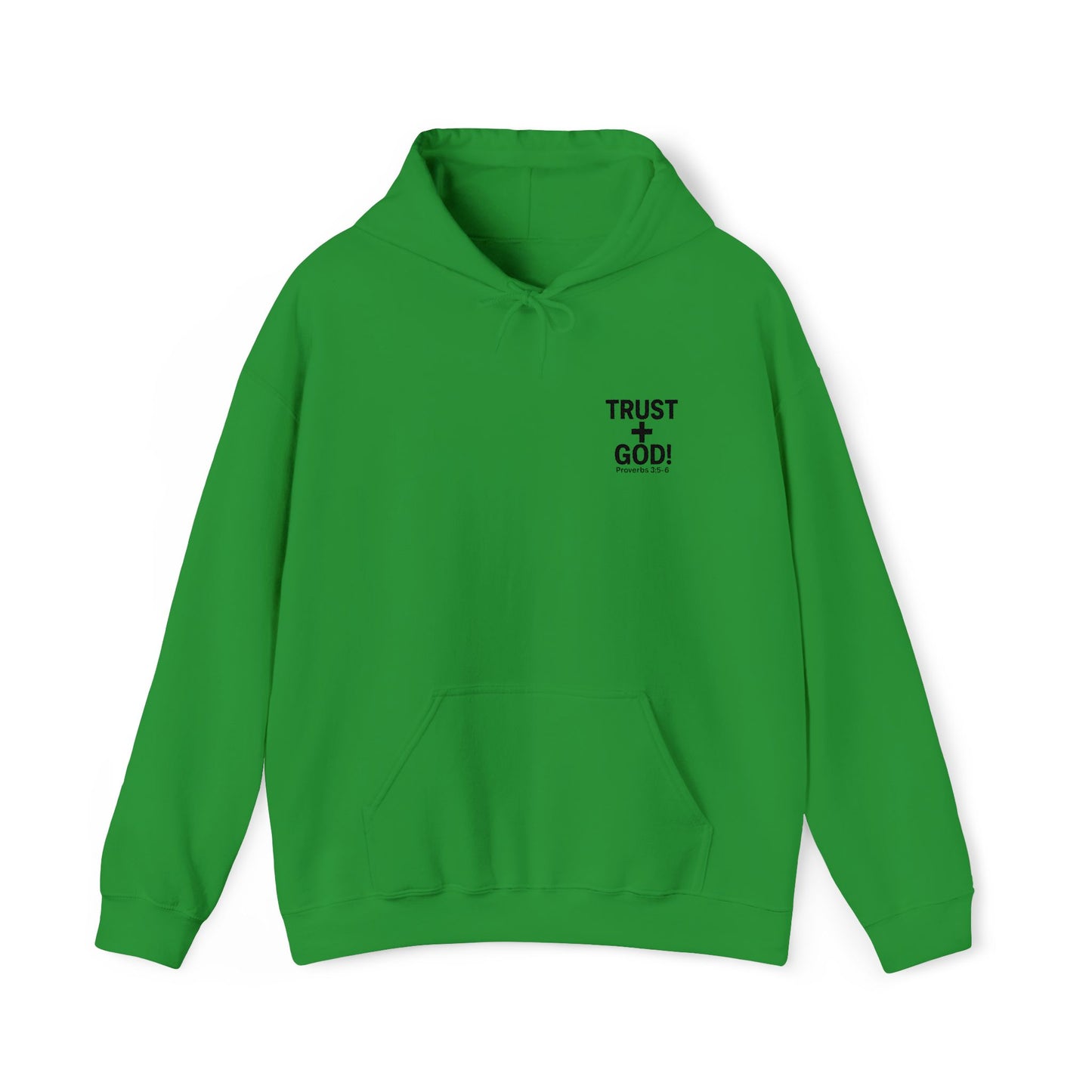 Embroidered Faith Hoodie Inspirational Trust + God Hoodie, Heavy Blend Hooded Sweatshirt, Proverbs 3:5-6