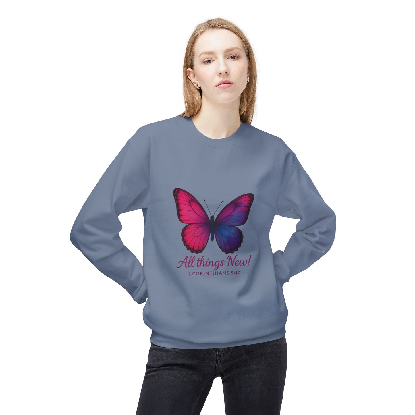 Butterfly Crewneck Sweatshirt - Inspirational Gift, Fleece Pullover