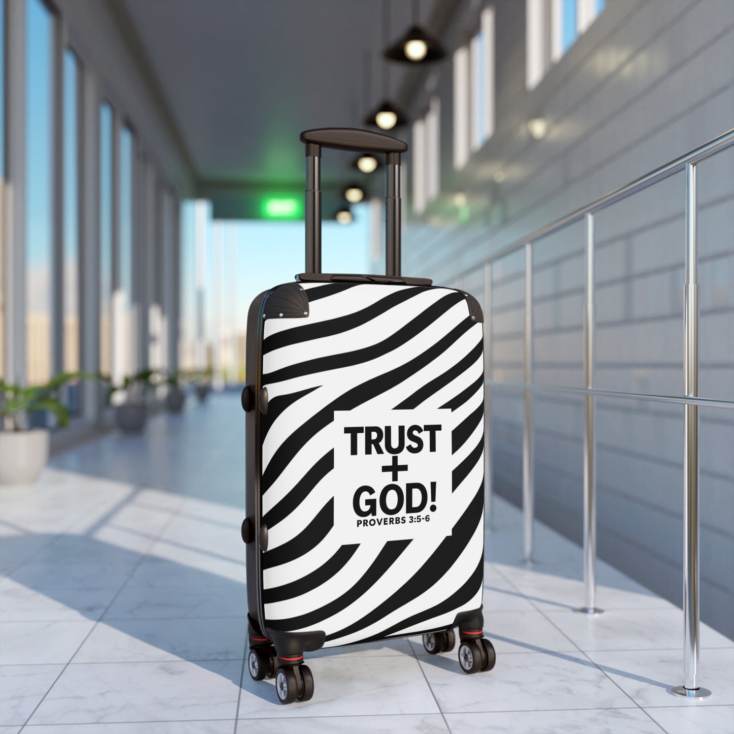 Suitcase - Zebra Print Trust + God Design, Travel Bag for Adventurers
