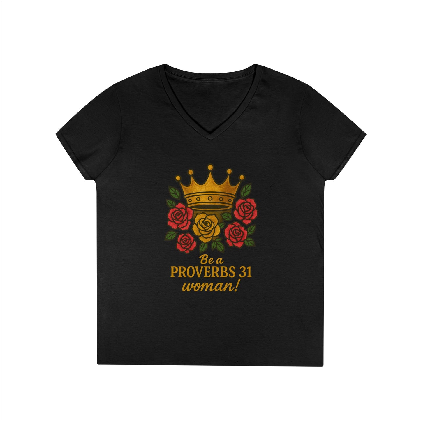 Proverbs 31 Inspirational V-Neck T-Shirt, Motivational Shirt for Women, Empowerment Tee, Gift for Her, Faith-Based Fashion