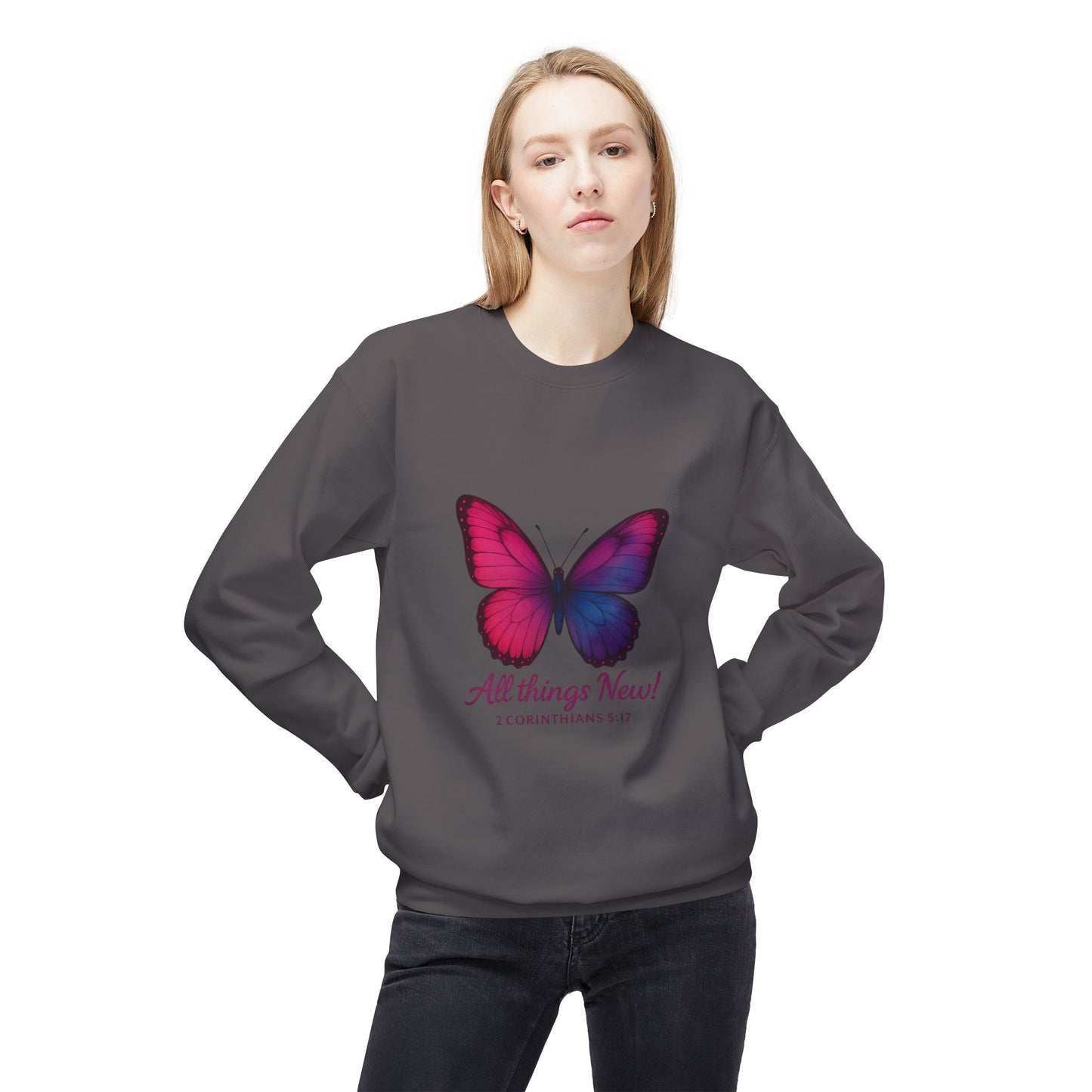 Butterfly Crewneck Sweatshirt - Inspirational Gift, Fleece Pullover