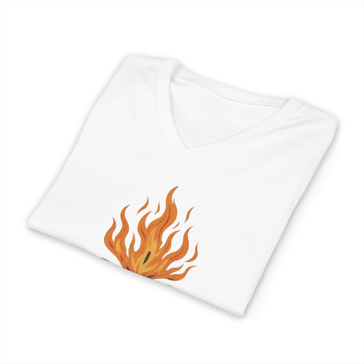 Remnant Rising! Christian V‑Neck T‑Shirt — Flaming Heart & Cross (Revelation 12:11)