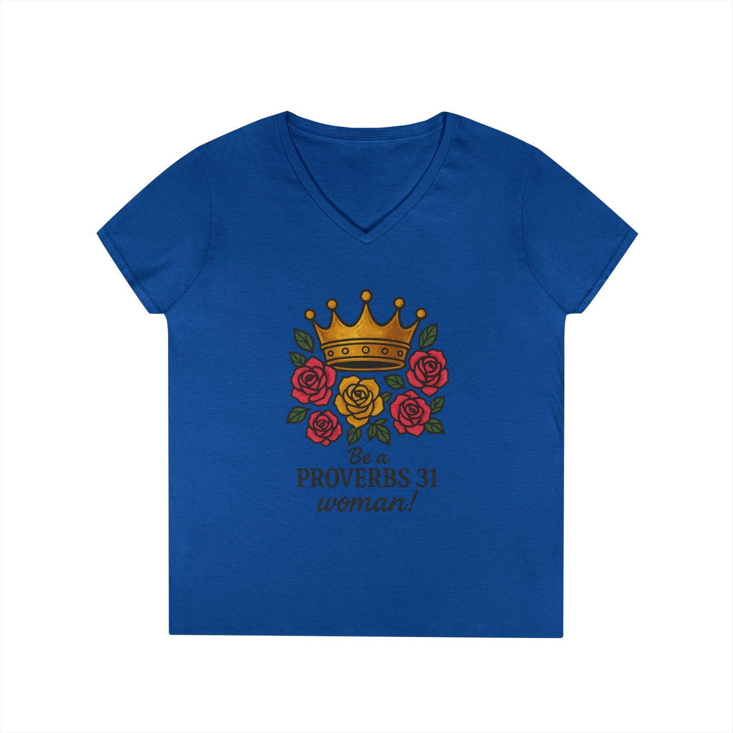 Proverbs 31 Inspirational V-Neck T-Shirt, Motivational Shirt for Women, Empowerment Tee, Gift for Her, Faith-Based Fashion