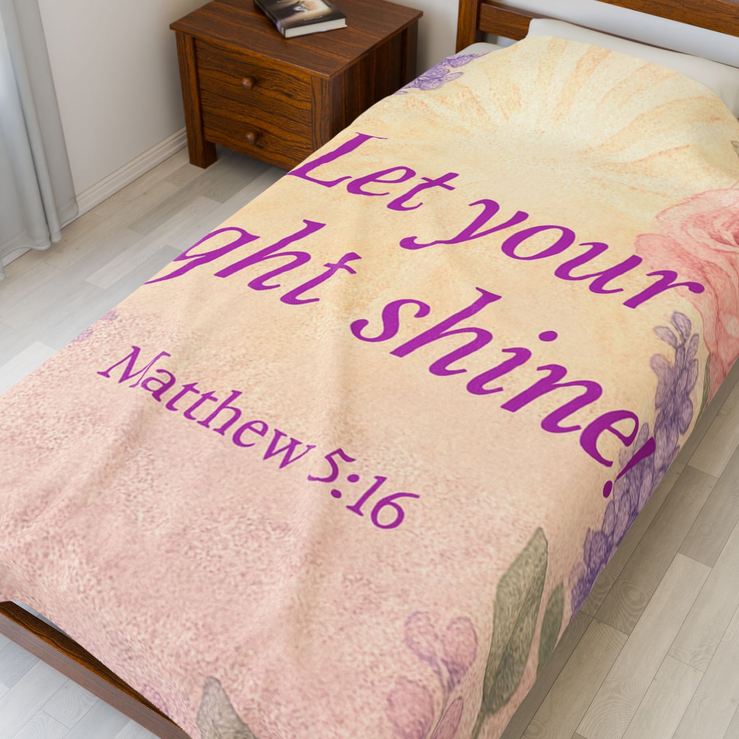 Plush Blanket, 'Let Your Light Shine!’, Matthew 5:16, Christian Inspirational Home Decor