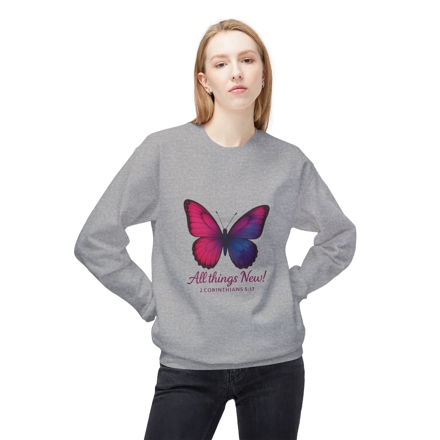 Butterfly Crewneck Sweatshirt - Inspirational Gift, Fleece Pullover