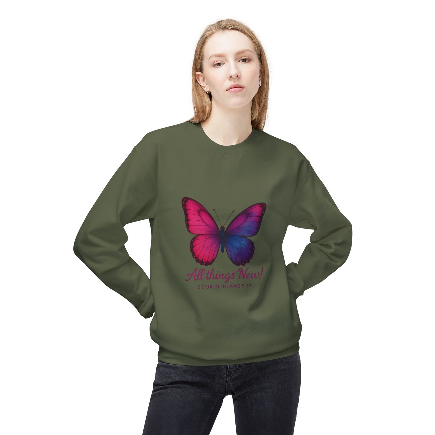 Butterfly Crewneck Sweatshirt - Inspirational Gift, Fleece Pullover