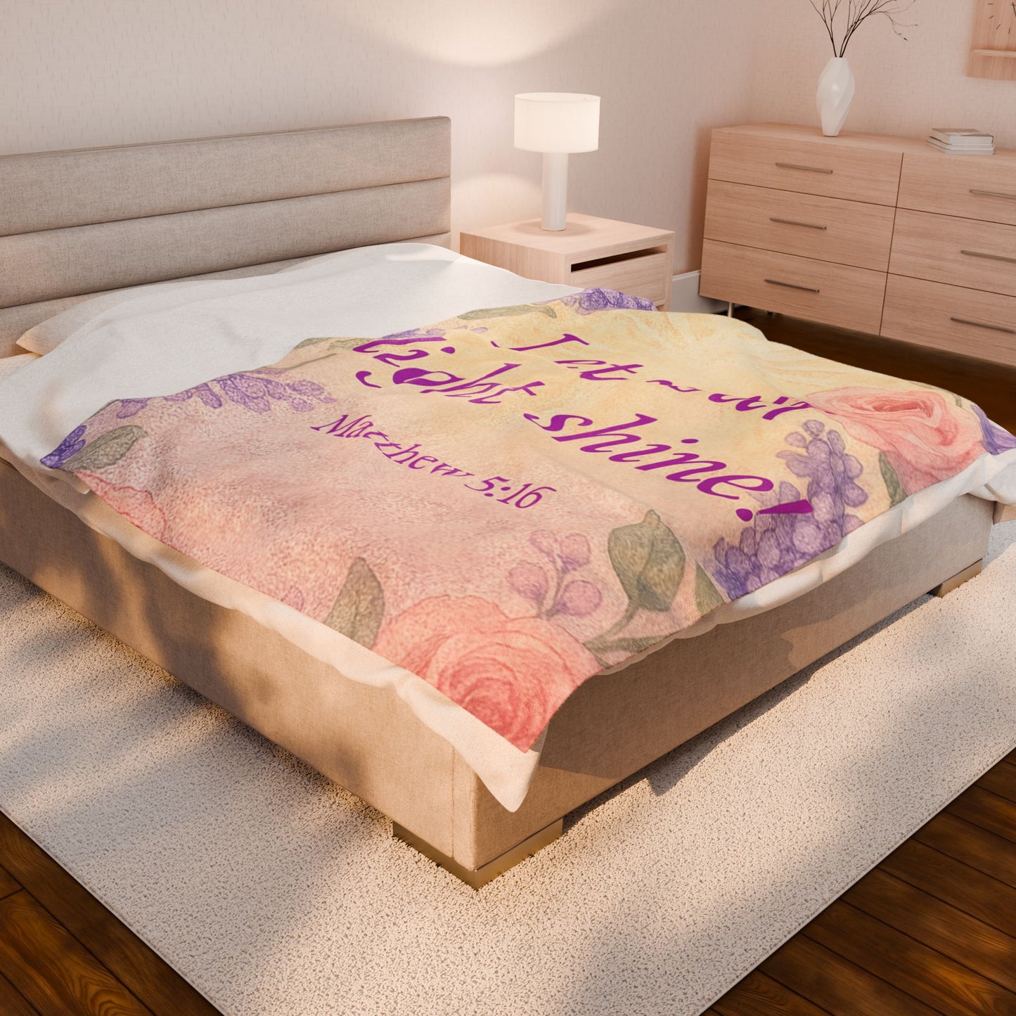 Plush Blanket, 'Let Your Light Shine!’, Matthew 5:16, Christian Inspirational Home Decor