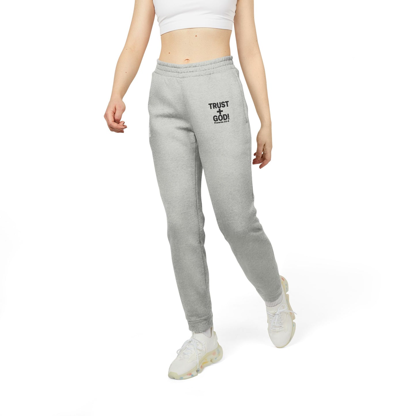 adidas Cozy Fleece Joggers, Stylish Sweatpants for Perfect for Lounging, Sports, or Everyday Wear, 'Trust God' Proverbs 3:5-6
