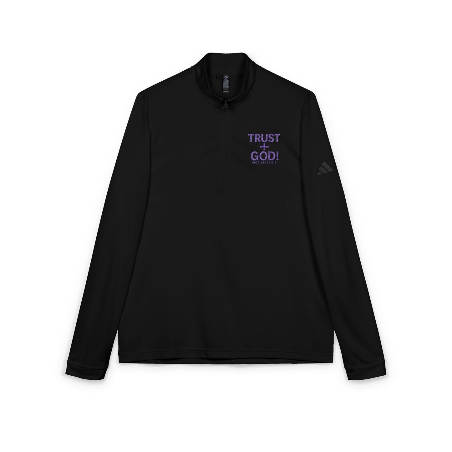 adidas® Inspirational Quarter-Zip Pullover, Faith Inspired Athleisure and Workout Wear 'Trust God Proverbs 3:5-6' Embroidery