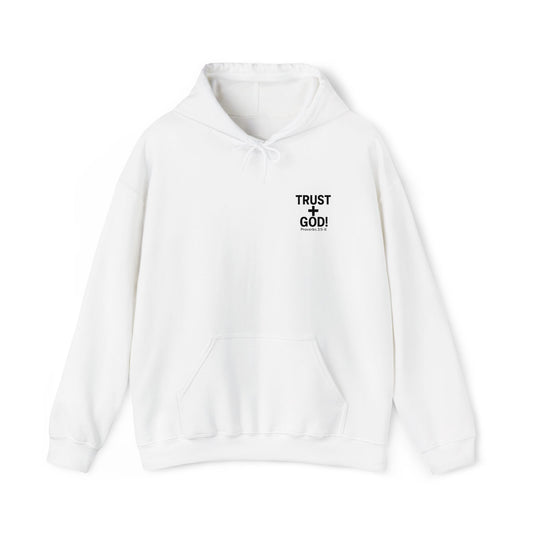 Embroidered Faith Hoodie Inspirational Trust + God Hoodie, Heavy Blend Hooded Sweatshirt, Proverbs 3:5-6