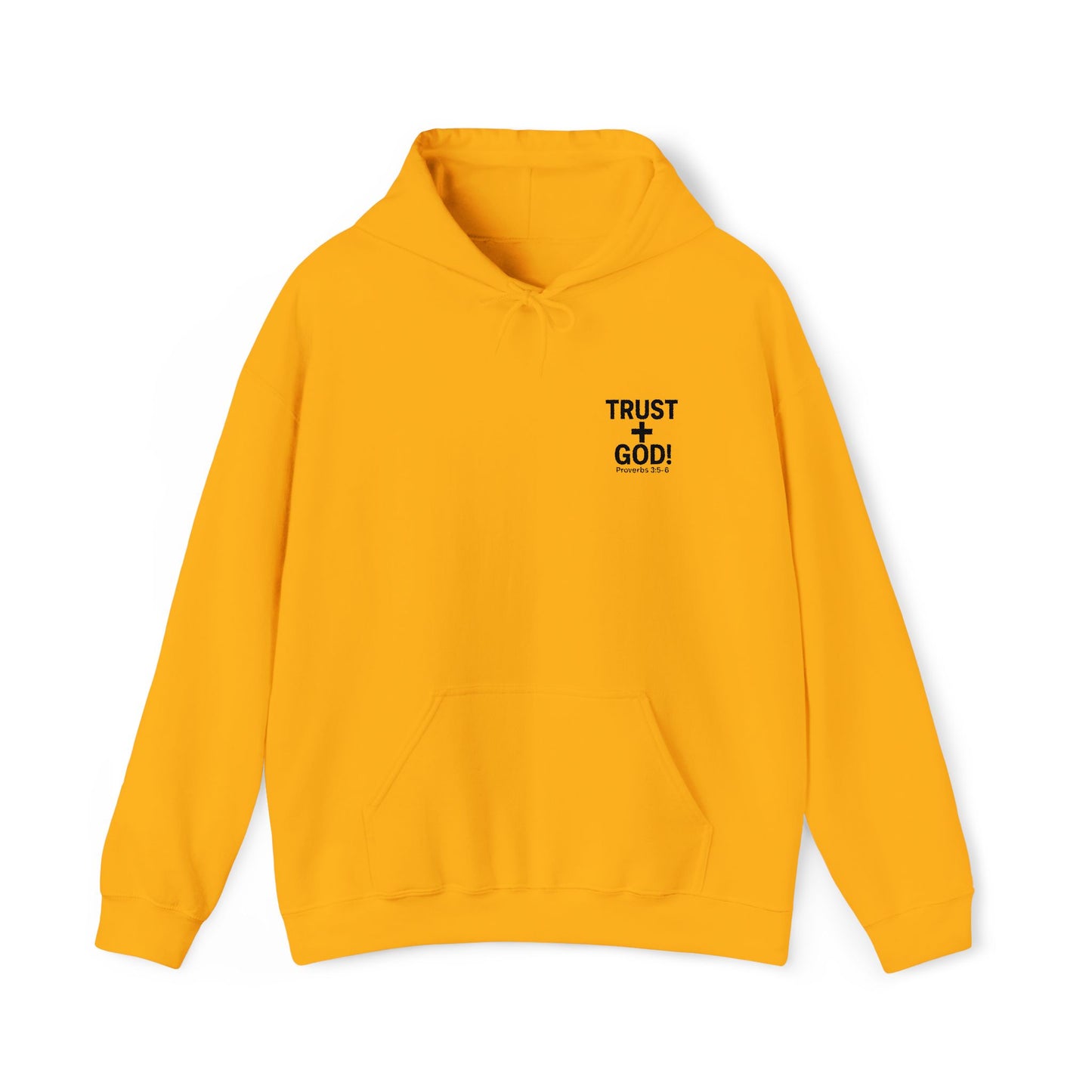 Embroidered Faith Hoodie Inspirational Trust + God Hoodie, Heavy Blend Hooded Sweatshirt, Proverbs 3:5-6