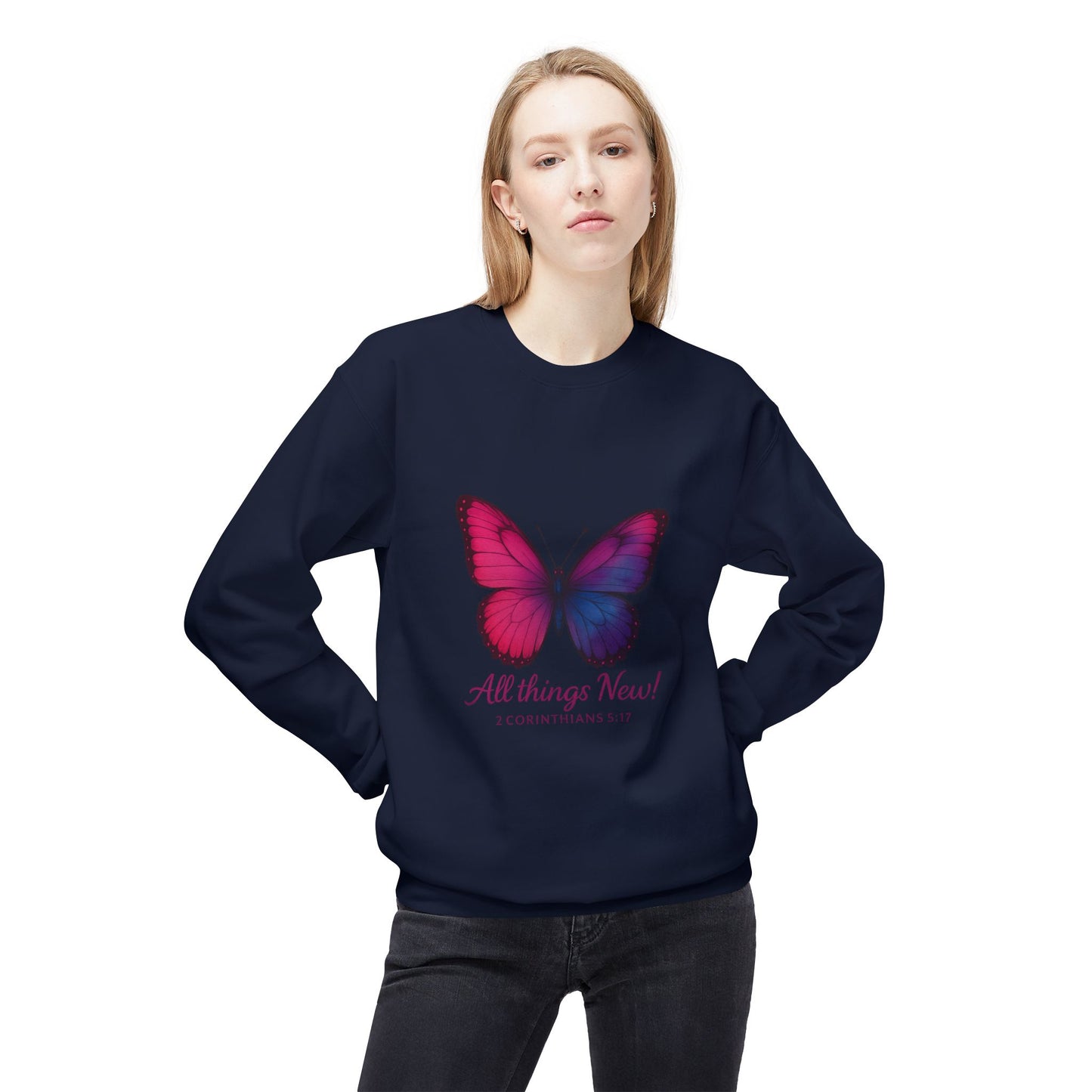 Butterfly Crewneck Sweatshirt - Inspirational Gift, Fleece Pullover
