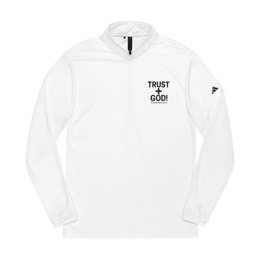adidas Quarter-Zip Pullover - Faith Inspired Athleisure Wear and Workout Gear with 'Trust God Proverbs 3:5-6' Embroidery