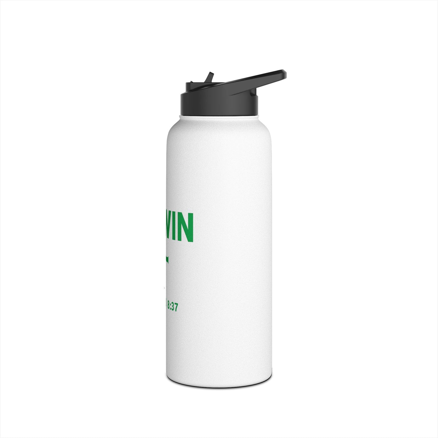 Water Bottle - Christian Inspirational Motivational Drink Container, 'We Win' Romans 8:37